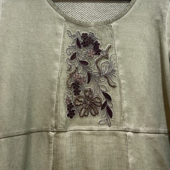 Soft Surroundings RIHANNON Green Beaded Embroidered Knit Tunic M - Picture 5 of 10